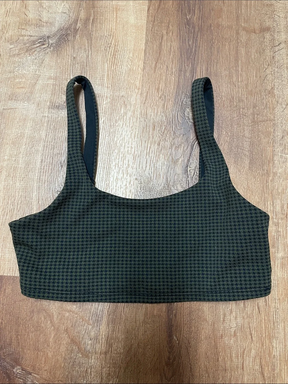 ALO Yoga Green Houndstooth Sports Bra